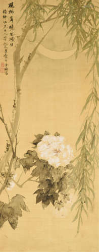 金镇（1813-1879） 杨柳岸晓风残月 立轴 设色绢本