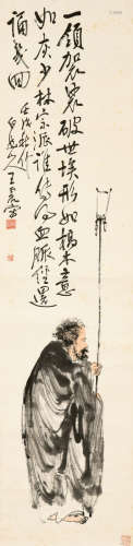 王震（1867-1938） 达摩 立轴 设色纸本