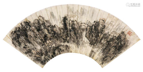 黄宾虹（1865-1955） 隐居山林 扇面 镜心 设色纸本