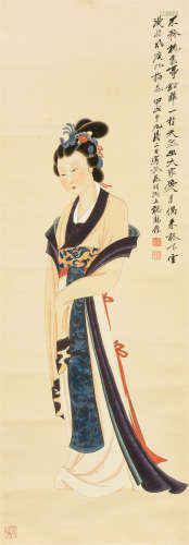 张大千（1899-1983） 仕女图 立轴 设色纸本