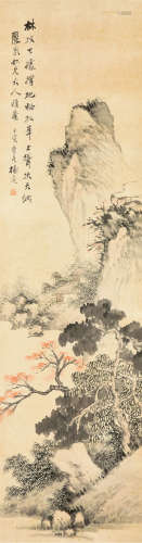 杨逸（1864-1929） 孤峰秋色 立轴 设色纸本