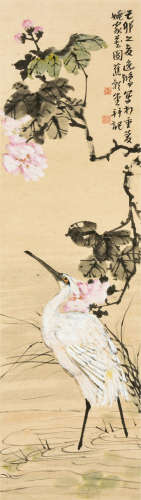 高逸鸿（1908-1982） 白鹭 立轴 设色纸本