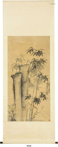 李鱓（1686-1756） 竹石图 立轴 设色纸本