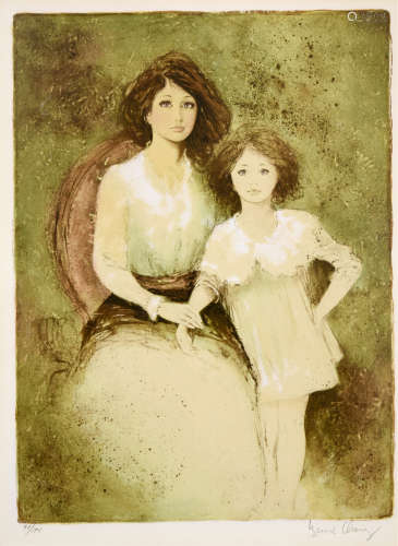 BERNARD CHAROY 母子肖像 版画