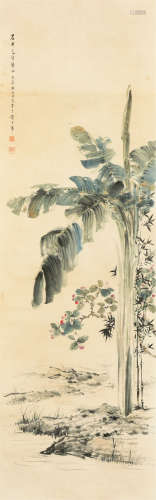 黄君璧（1898-1991） 芭蕉 立轴 设色纸本
