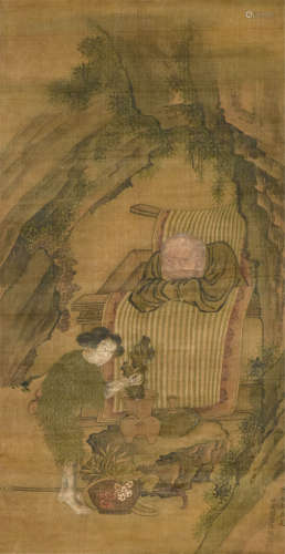 丁云鹏（1547-1628） 僊姬献寿 立轴 设色绢本
