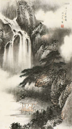 张洪千（b.1941） 溪江云放图 立轴 设色纸本
