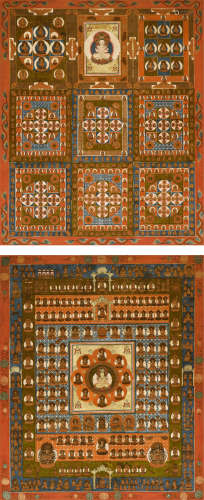 佛画 曼荼罗 （二幅） 立轴 设色纸本