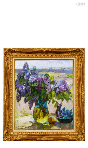 Fullmankov H.A 紫丁香花与风景 油画