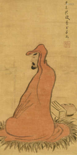 陈洪绶（1599-1652） 红衣达摩 立轴 设色绢本