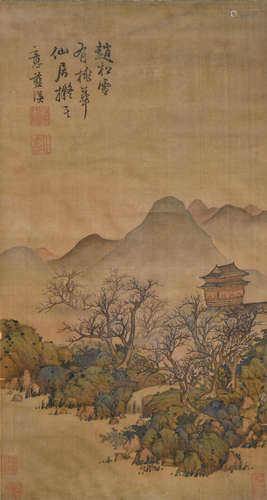 蓝瑛（1585-1664） 桃花僊居 镜心 设色绢本