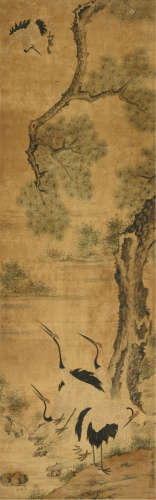 萧云从（1596-1673） 松鹤延年 立轴 设色绫本