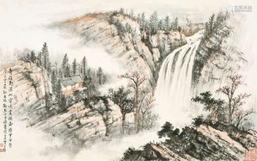 黄君璧（1898-1991） 奇雄飞瀑 镜心 设色纸本
