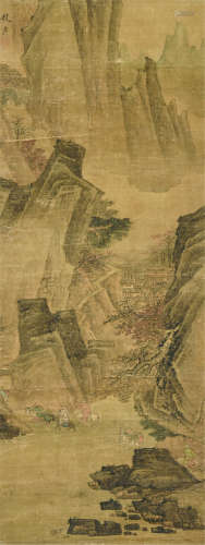 赵左（1573-1644） 秋山行旅图 立轴 设色绢本