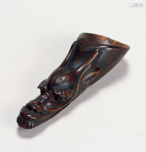 清代（1644～1911） 角雕龙首杯挂件