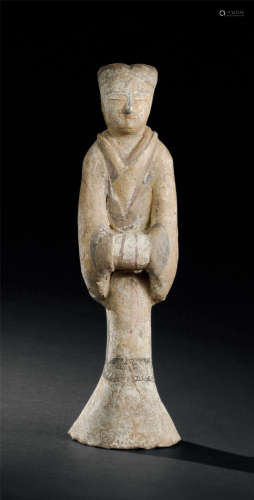 汉代（B.C.206～A.D.220） 陶加彩仕女立像