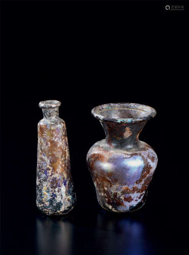 北魏（386～534） 古料器小瓶 （二件一组）
