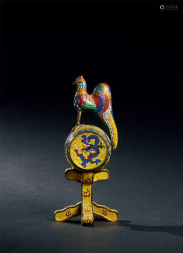 清代（1644～1911） 铜掐丝珐琅龙纹鸡鼓摆件