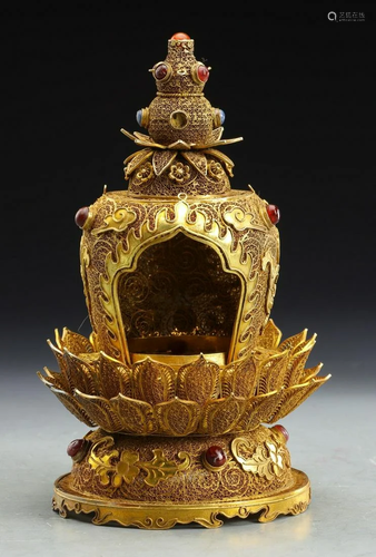 GILT SILVER WITH GEM PAGODA