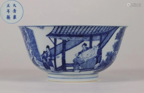 YONGZHENG MARK BLUE&WHITE FIGURE STORY BOWL