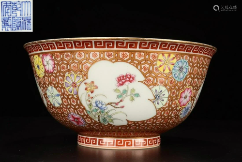 FAMILLE ROSE GLAZE FLOWER PATTERN BOWL