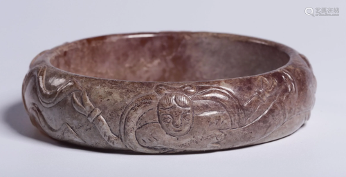 HETIAN JADE FIGURE PATTERN BANGLE