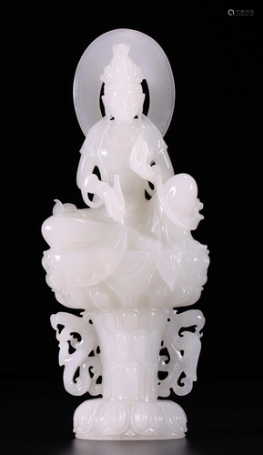 HETIAN JADE GUANYIN BUDDHA STATUE