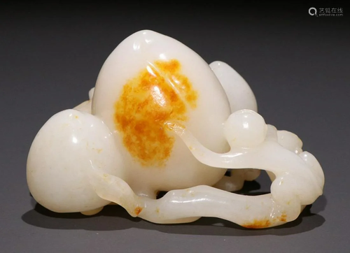 HETIAN JADE PEACH MONKEY PENDANT