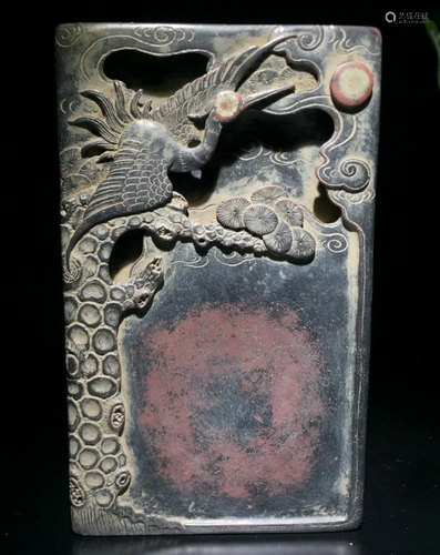 DUAN STONE CRANE PATTERN INK SLAB