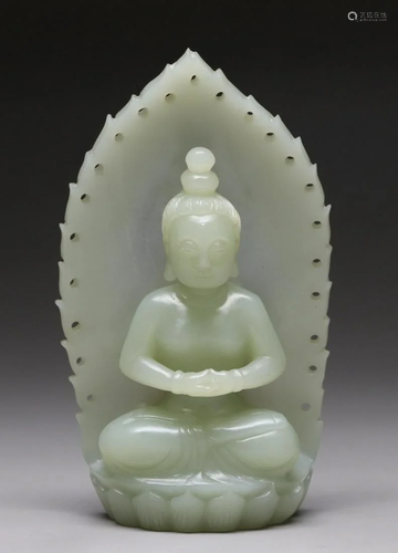 HETIAN JADE SAKYAMUNI BUDDHA STATUE