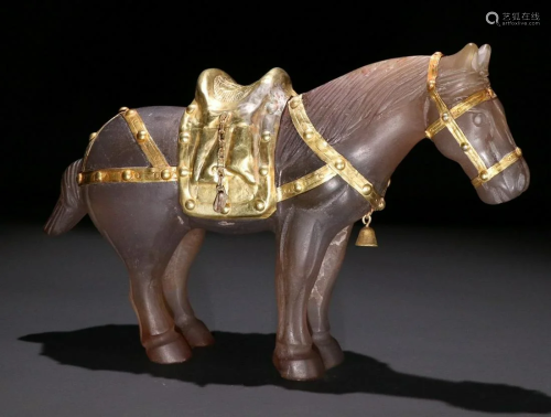 AGATE GILT SILVER FILLED HORSE PENDANT