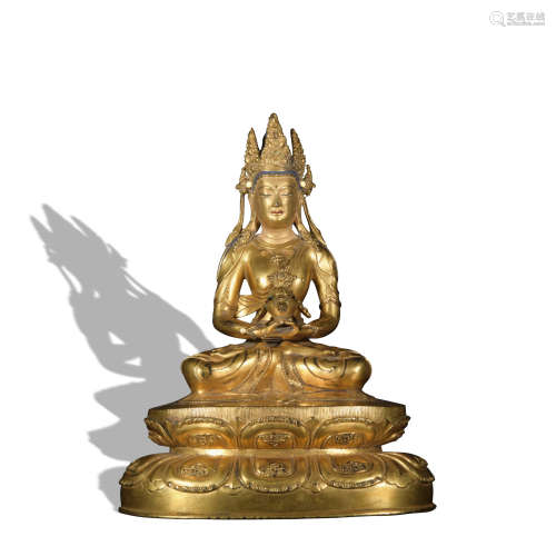 A gilt-bronze statue of Amitayus