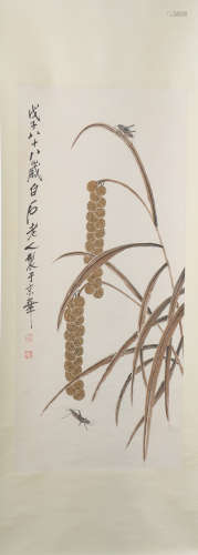 A Qi baishi's unhusked rice painting