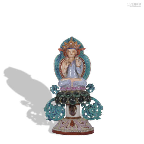 A famille-rose statue of Guanyin