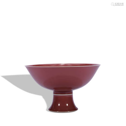A peachbloom-glazed stem bowl