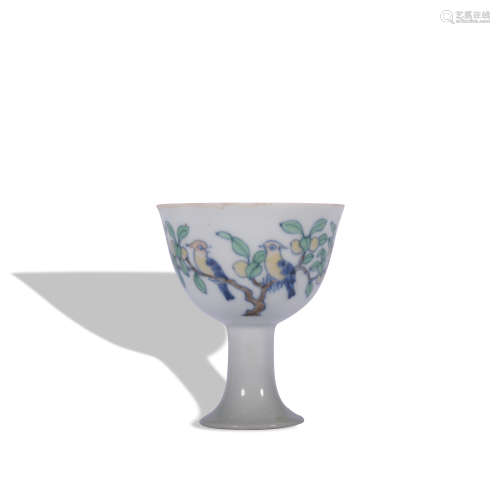 A DouCai 'floral and birds' stem cup