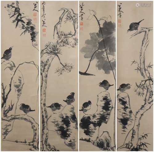 A set of Zhuda's birds painting