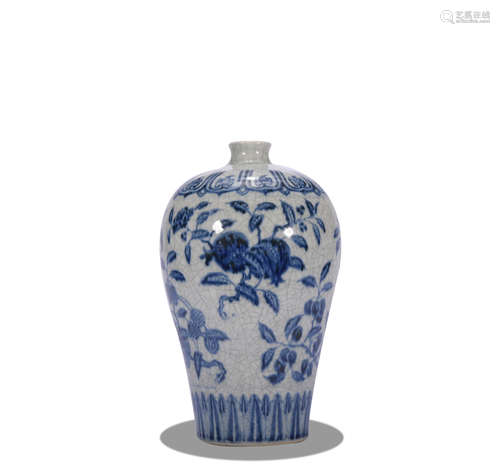 A blue and white 'floral' Meiping