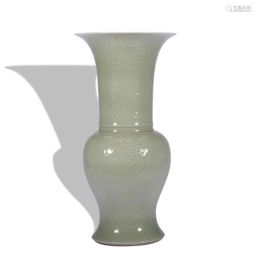 A celadon-glazed 'floral' vase