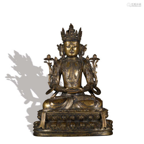 A gilt-bronze statue of Amitabha