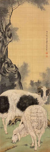 劉奎齡 近現代 羊 絹本設色 立軸