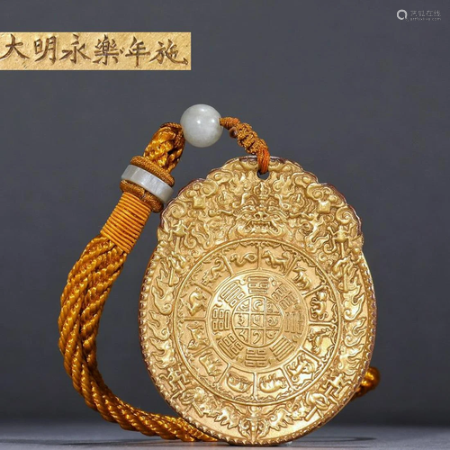 GILT BRONZE BAGUA PATTERN TABLET