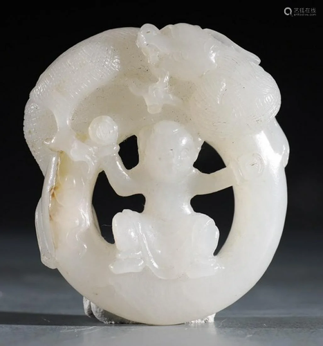 HETIAN JADE DRAGON PATTERN PENDANT