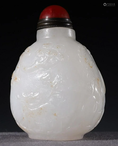 HETIAN JADE AUSPICIOUS PATTERN SNUFF BOTTLE