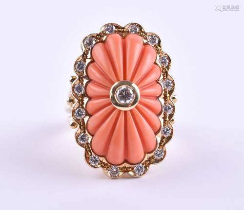 Damen Korallen Brillant Ring Cartier | Ladies coral diamond ...