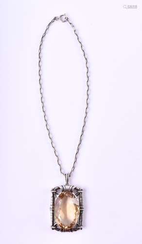 Silberkette mit großem Rauchquartz | Silver chain with a lar...