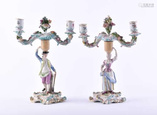 figürliches Leuchterpaar Meissen 19 Jhd. | figural pair of c...