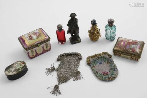 A MIXED LOT:- A George IV chain-link purse with a chased mou...