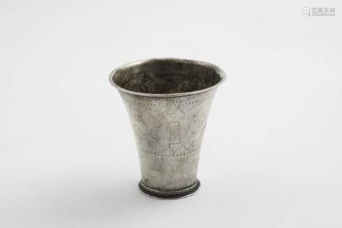 AN EARLY 18TH CENTURY SWEDISH FLARED BEAKER with lightly pun...