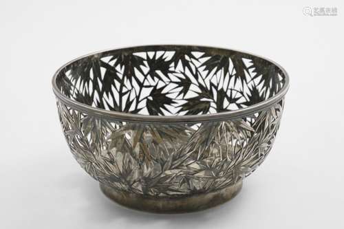 A LATE 19TH CENTURY CHINESE ROSE BOWL pierced and chased aro...